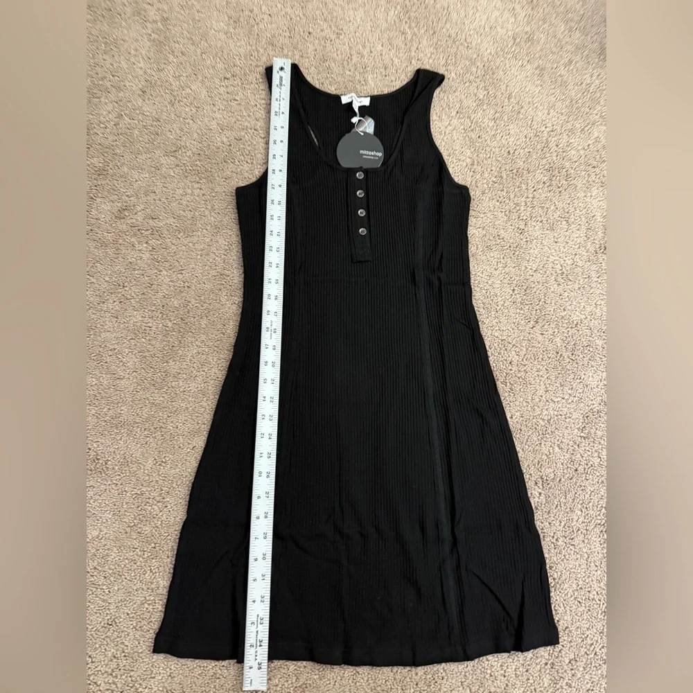 Mittoshop Mini Dress Women size S,M,L Racer Ribbed Tank Button Henley Neckine - Picture 5 of 9
